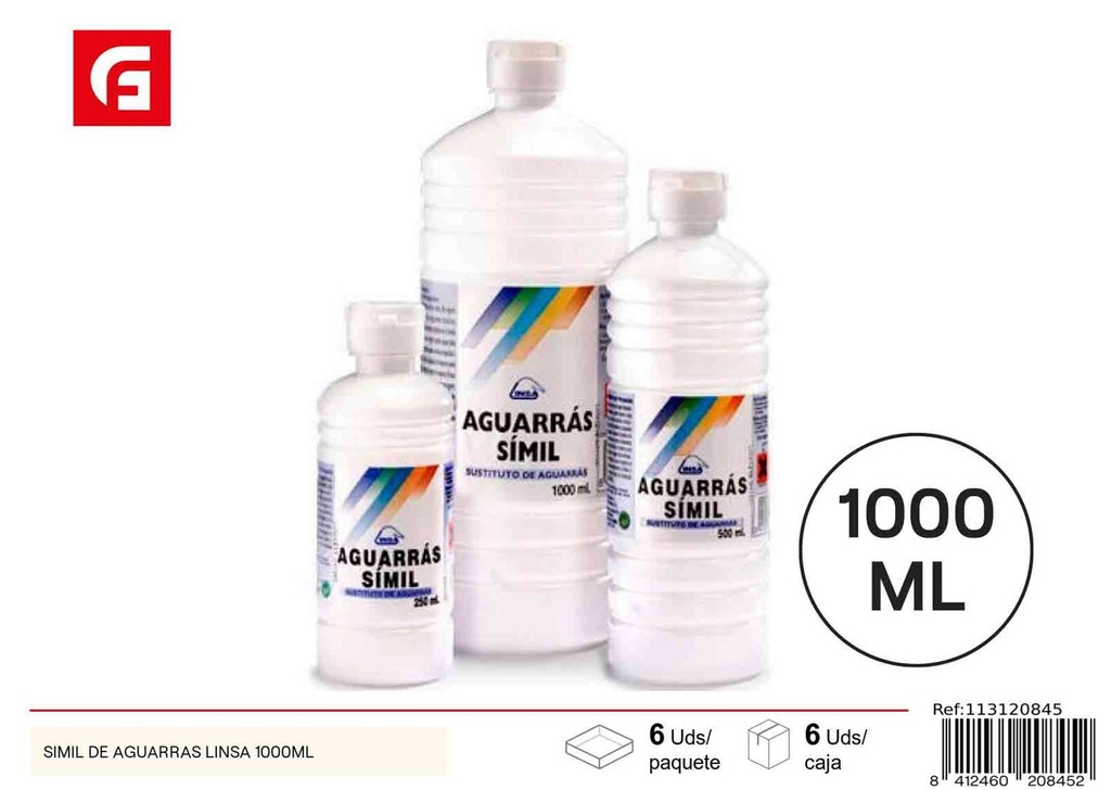 Diluente similar a aguarrás Lin SA 1000ml - Pintura y disolventes