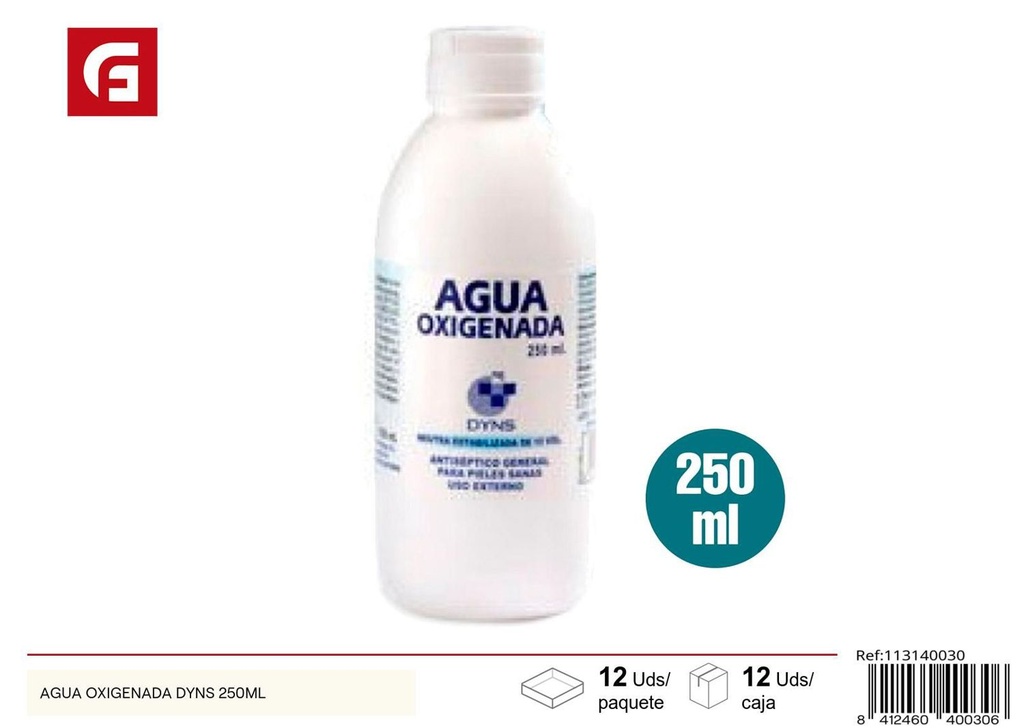 Agua oxigenada Dyns 250ml para cuidado personal