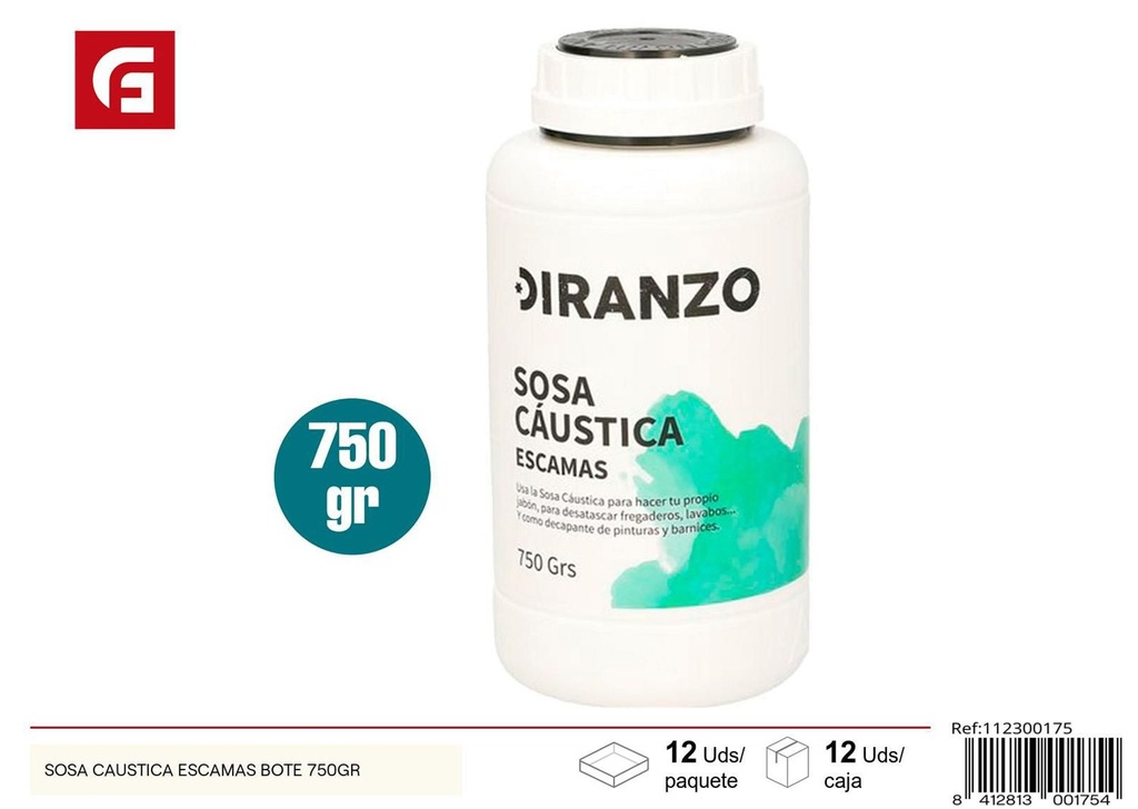 Sosa caustica en escamas bote 750GR