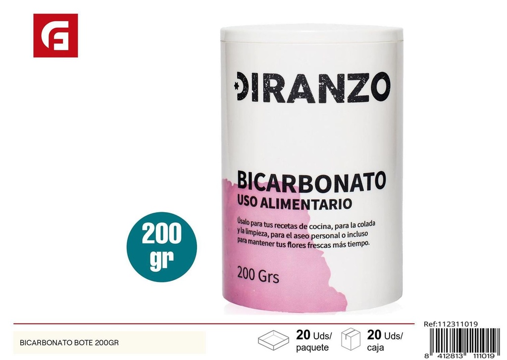 Bicarbonato de sodio bote 200gr limpieza