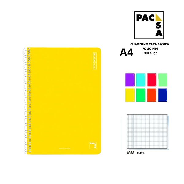 Cuaderno folio A4 80 hojas 60gr tapa básica