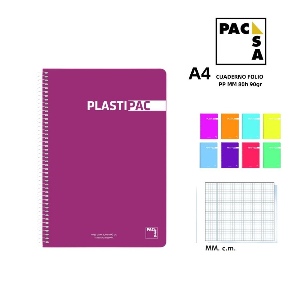 Cuaderno folio MM 80h 90gr PP para material escolar