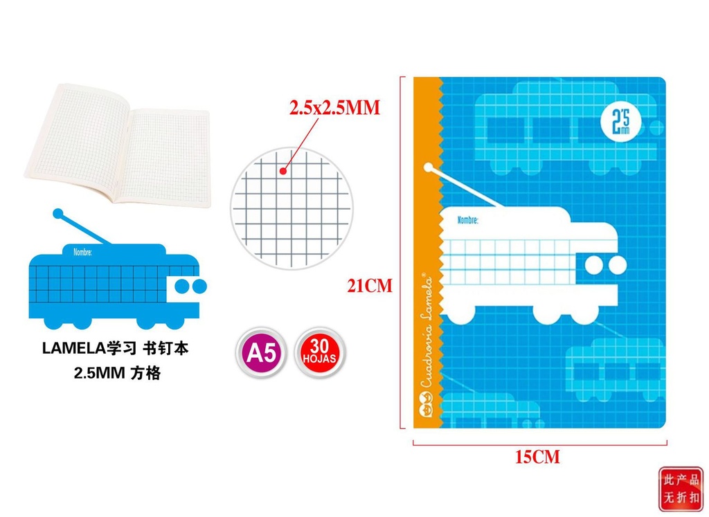 Libreta Lamela 4 30H C 2.5mm 006002-8412855202058