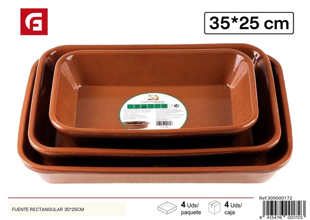 Fuente rectangular de cerámica 35x25 cm - Accesorios de cocina