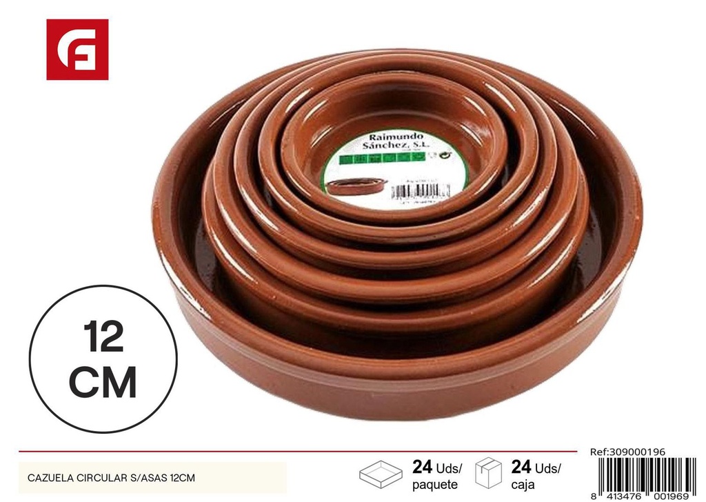 Cazuela circular de barro 12cm - Accesorios de cocina