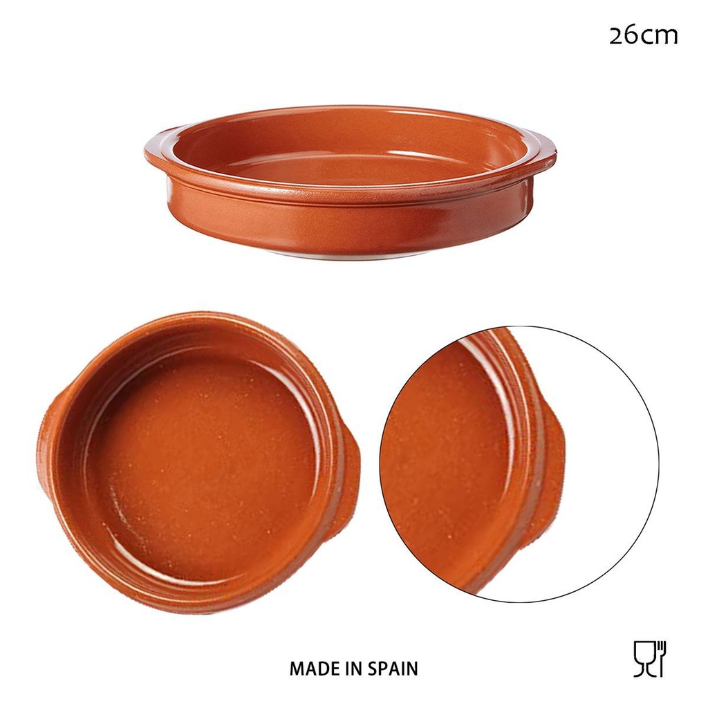 Cazuela circular de barro con asas 26 cm - Utensilios de cocina 