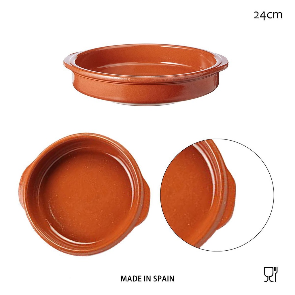 Cazuela circular con asas 24cm terracota