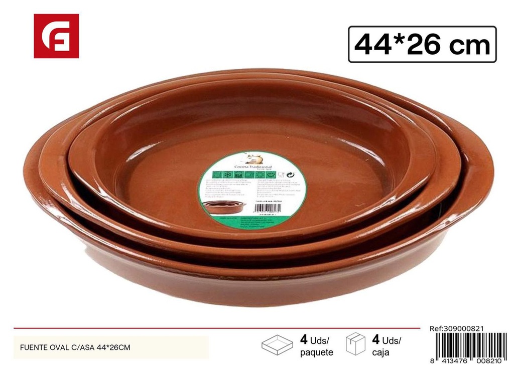 Fuente ovalada con asa de 44x26 cm - Accesorios de cocina