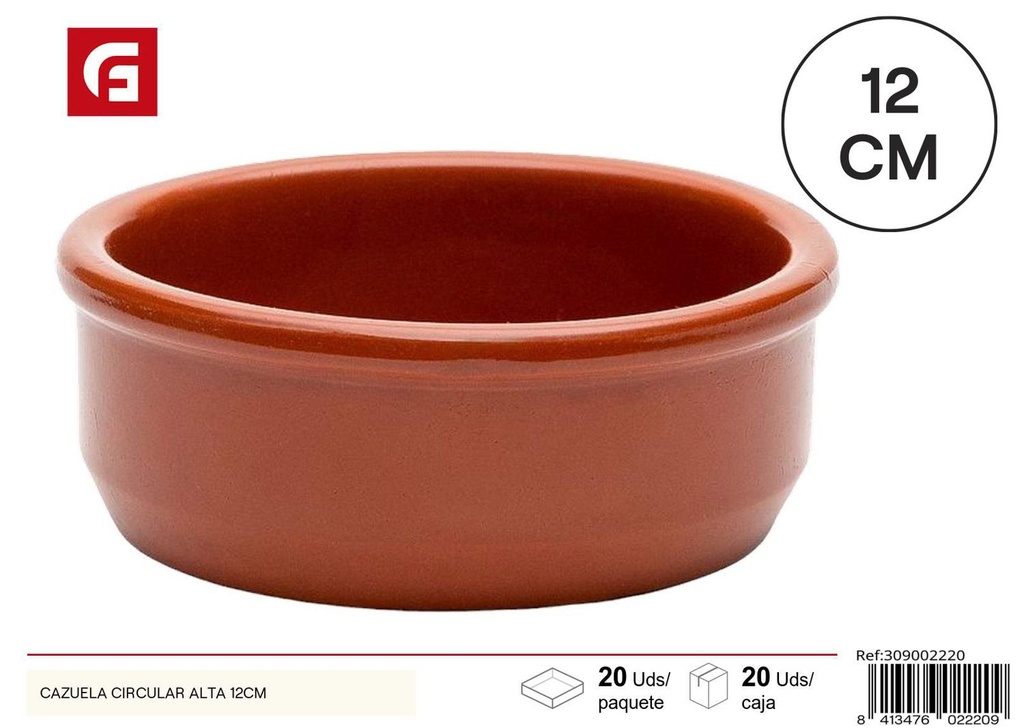 Cazuela alta de cerámica 12cm cocina y horno