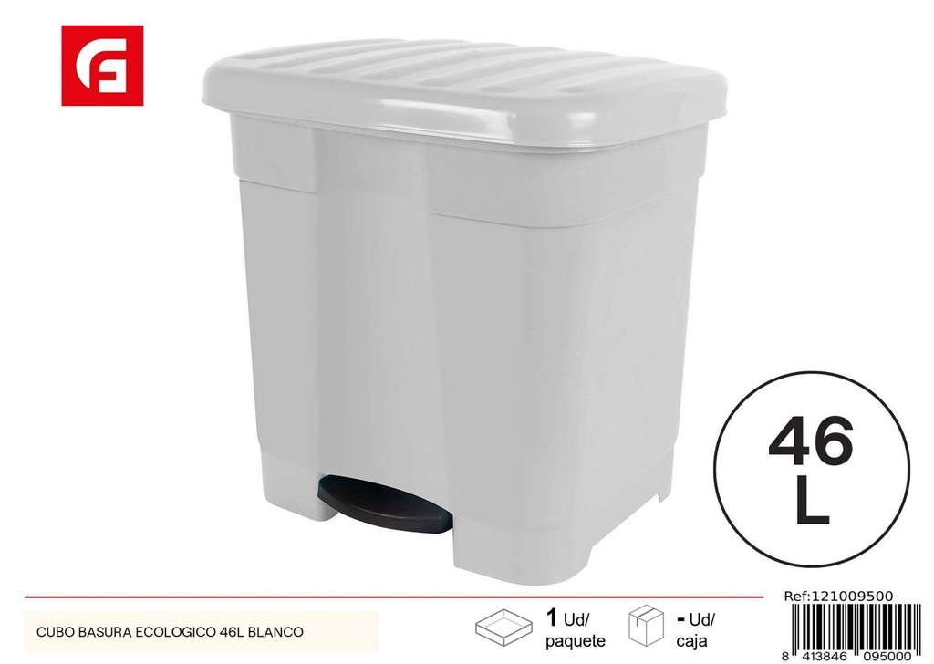 Cubo de basura ecológico 46L blanco - Accesorios de hogar
