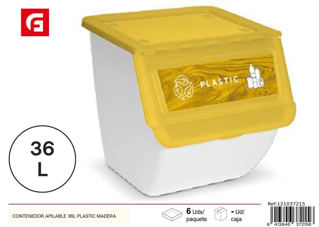 Contenedor apilable 36L plástico madera - Almacenamiento plástico
