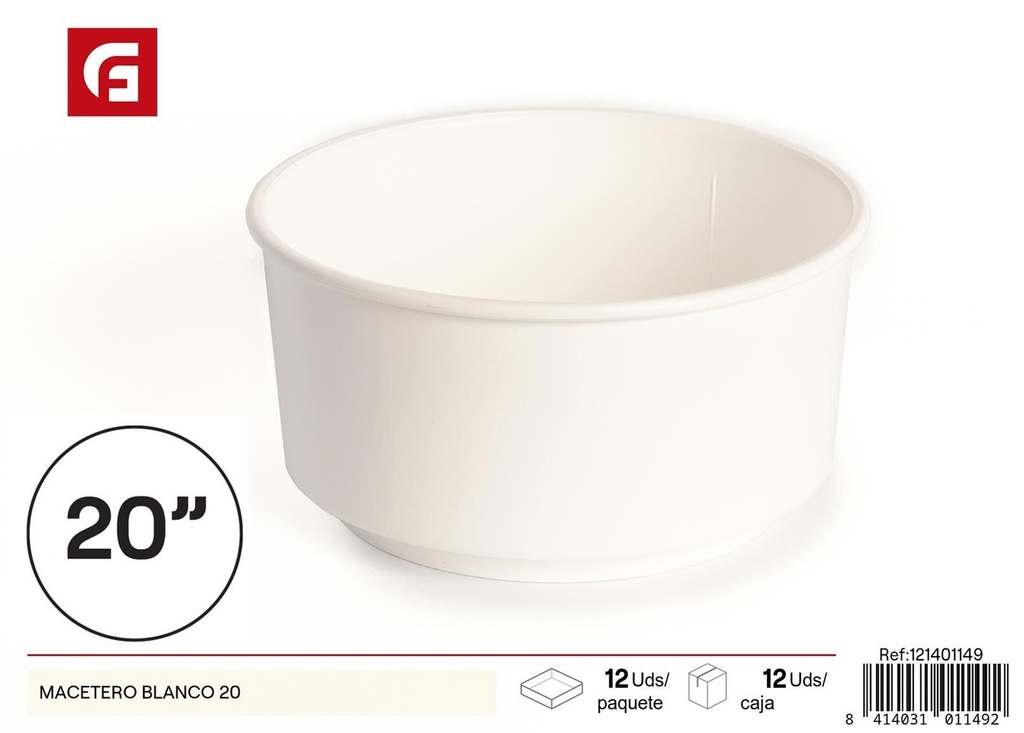 Macetero plástico blanco 20 - Accesorios de jardinería