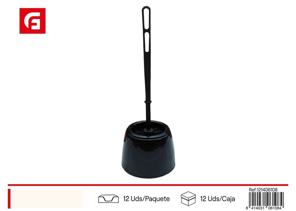 Escobillero negro redondo - Accesorios de baño