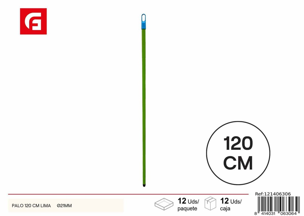 Palo de fregona 120cm Lima Ø21mm para limpieza