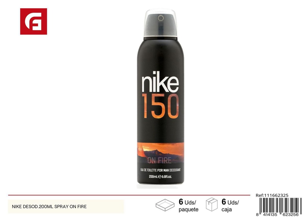 Desodorante en spray Nike On Fire 200ml para cuidado personal