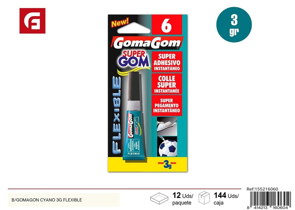 Cola flexible para plásticos blandos 3g GOMAGOM N6
