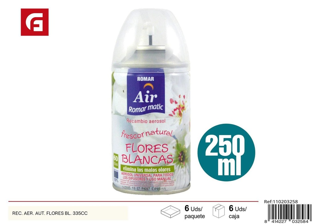 Recambio de ambientador automático flores blancas 335cc, aromatizante