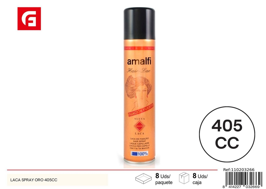 Laca spray oro 405cc para fijación del cabello