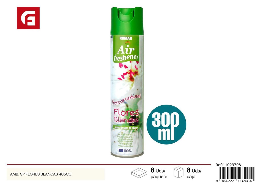 Ambientador spray de flores blancas 405cc para hogar