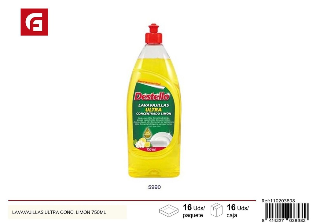 Lavavajillas ultra concentrado limón 750ml para limpieza