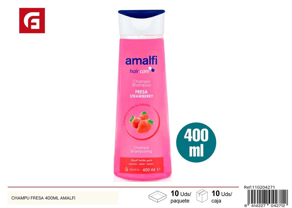 Champú de fresa 400ml Amalfi para cuidado del cabello