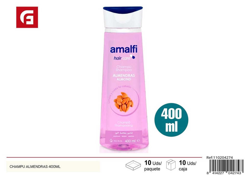 Champú de almendras 400ml para cuidado del cabello