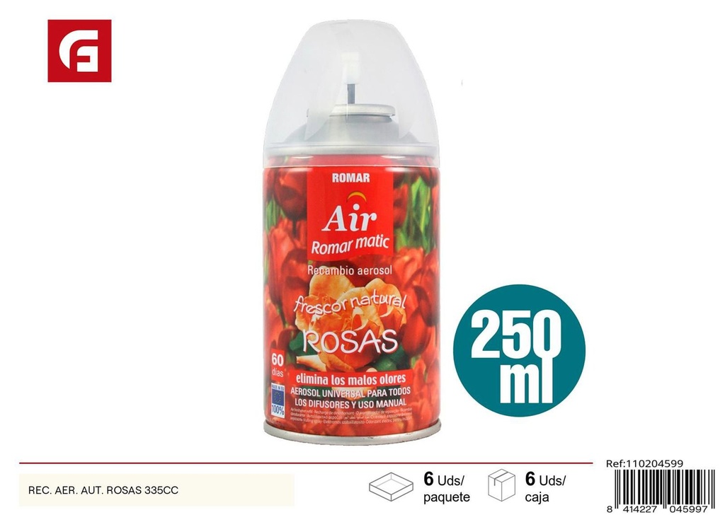 Aire fresco aroma rosas 335cc - Ambientador para auto
