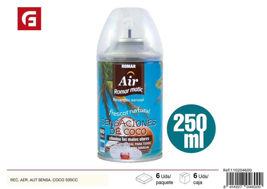 Recambio ambientador aerosol automático sensor coco 335cc