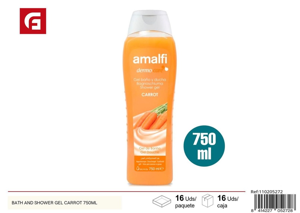 Gel de baño y ducha de zanahoria 750ml para cuidado personal