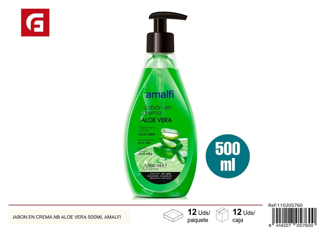 Jabón en crema NB Aloe Vera 500ml Amalfi para higiene personal