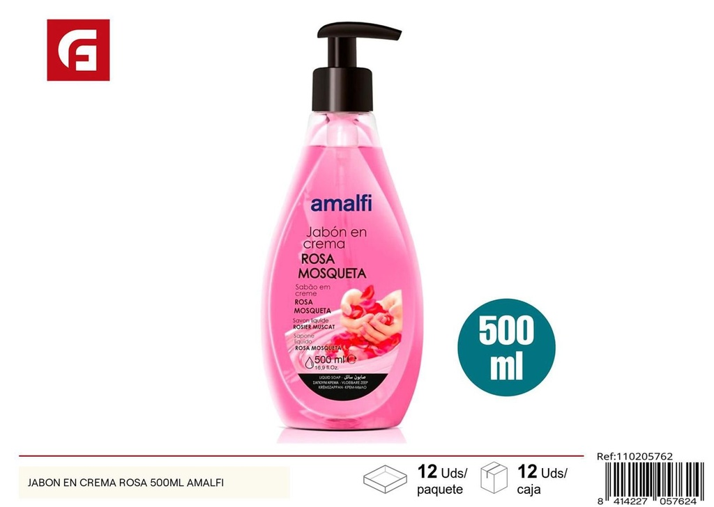 Jabón en crema rosa 500ml Amalfi