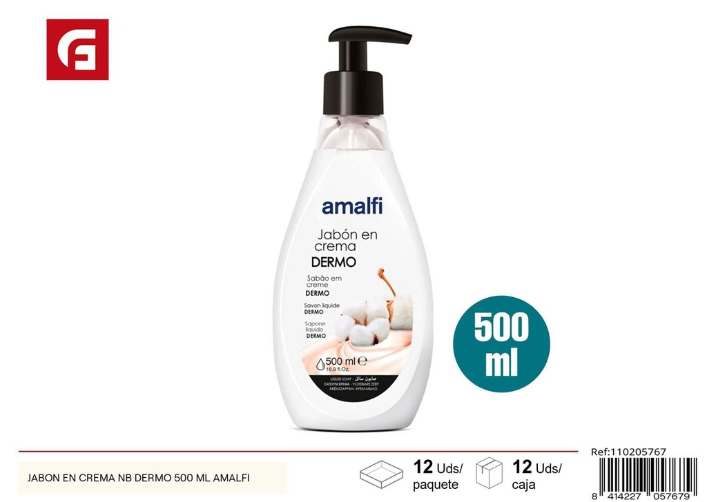 Jabón en crema NB Dermo 500 ml Amalfi para higiene personal