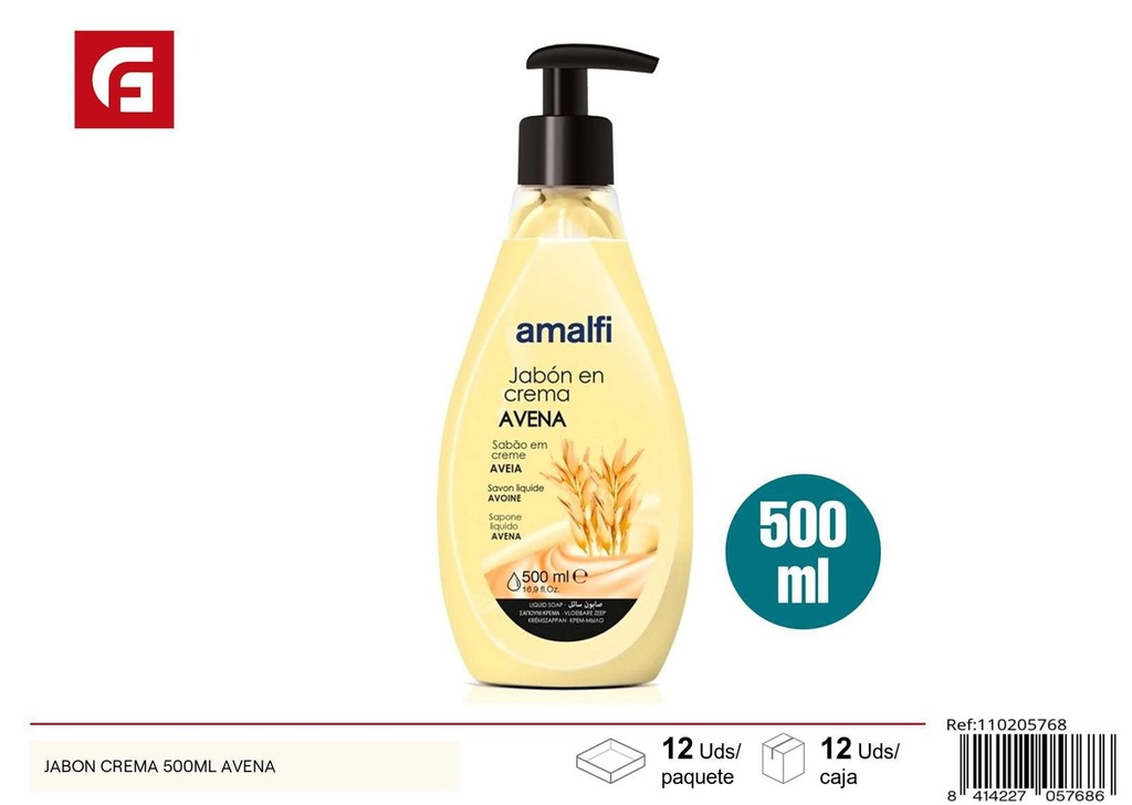 Jabón crema de manos 500ml con avena