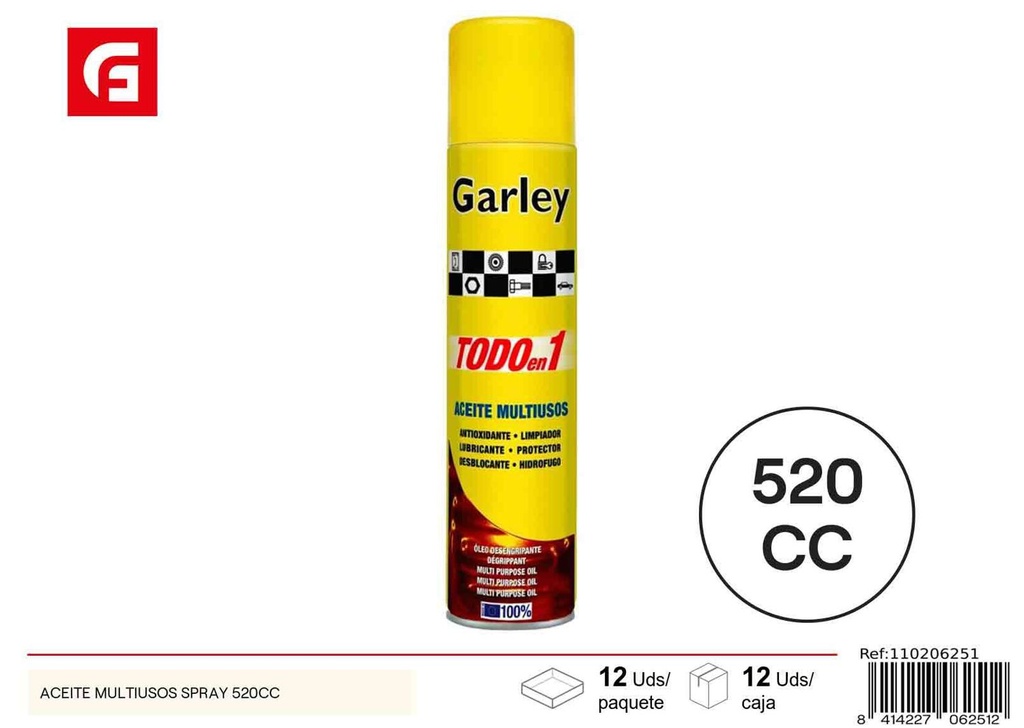 Aceite multiusos en spray 520CC - Pintura y ferretería