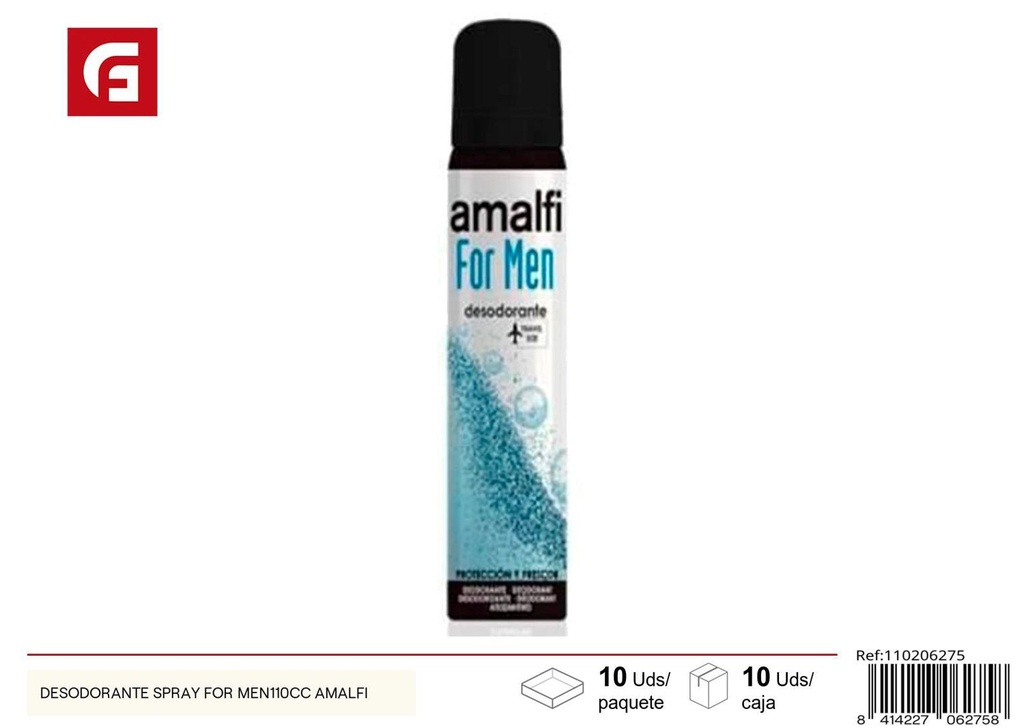 Desodorante spray para hombre 110cc Amalfi para higiene personal