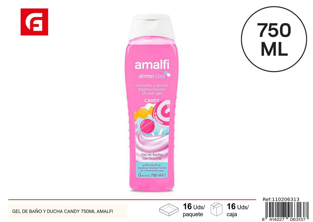 Gel de baño y ducha Candy 750ml Amalfi para higiene personal