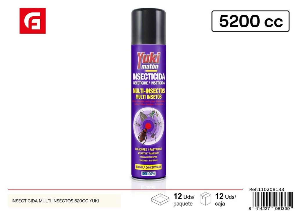 Insecticida multi insectos 520cc Yuki control de plagas