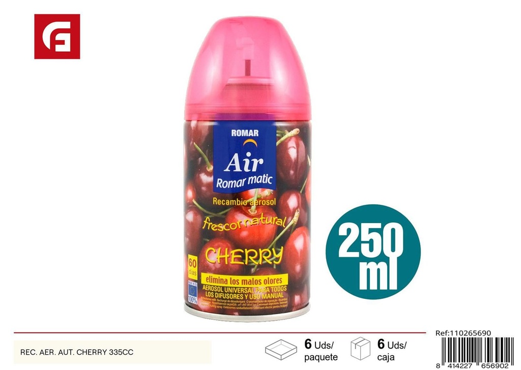 Recambio ambientador automático Cherry 335cc para aromatización del hogar