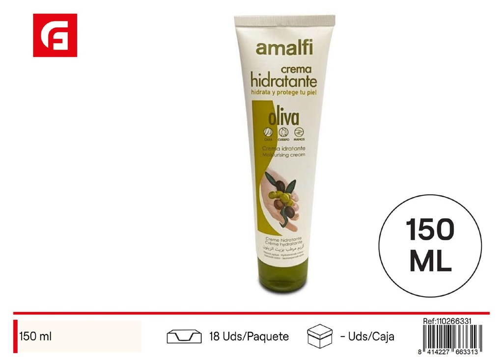 Crema de manos de oliva 150ml en tubo para hidratación