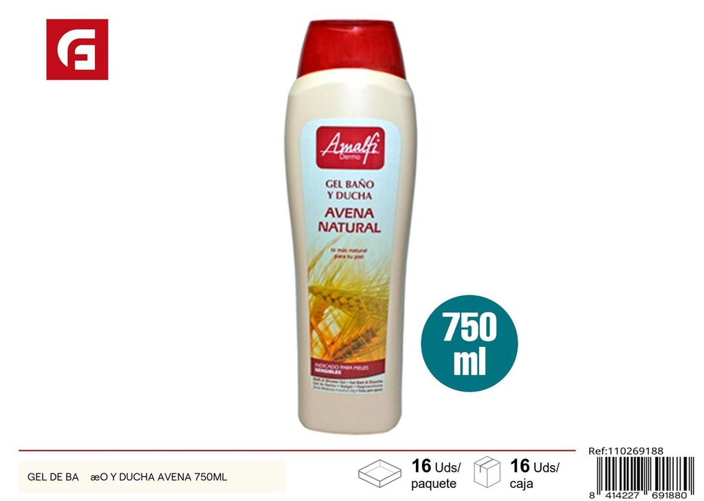 Gel de baño y ducha avena 750ml para higiene personal