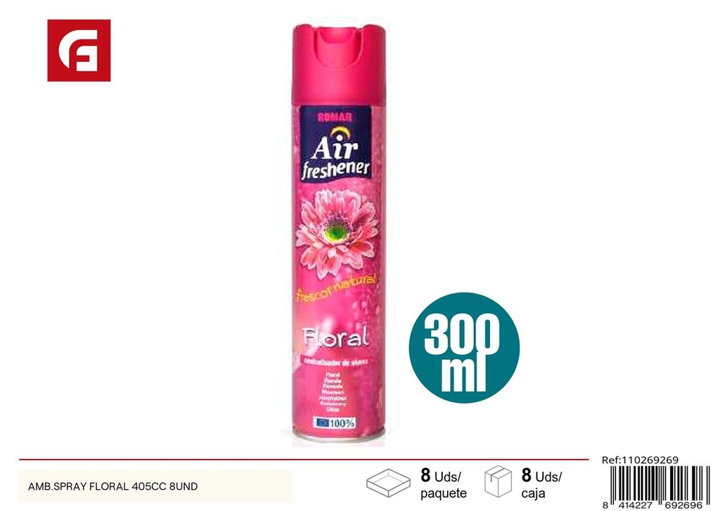 Aerosol ambientador floral 300 ml 405 cc 8 unidades - Ambientadores y fragancias