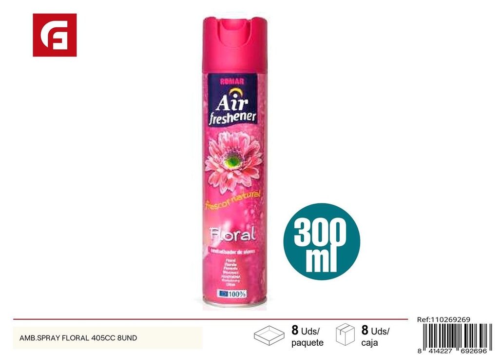 Ambientador spray floral 405cc 8und