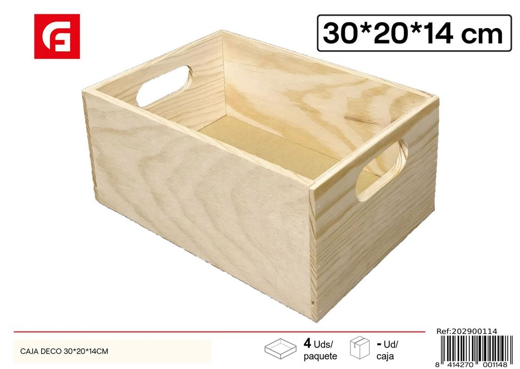 Caja decorativa de madera 30x20x14cm