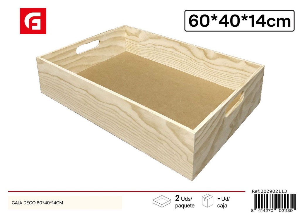 Caja decorativa de madera 60x40x14cm para almacenamiento