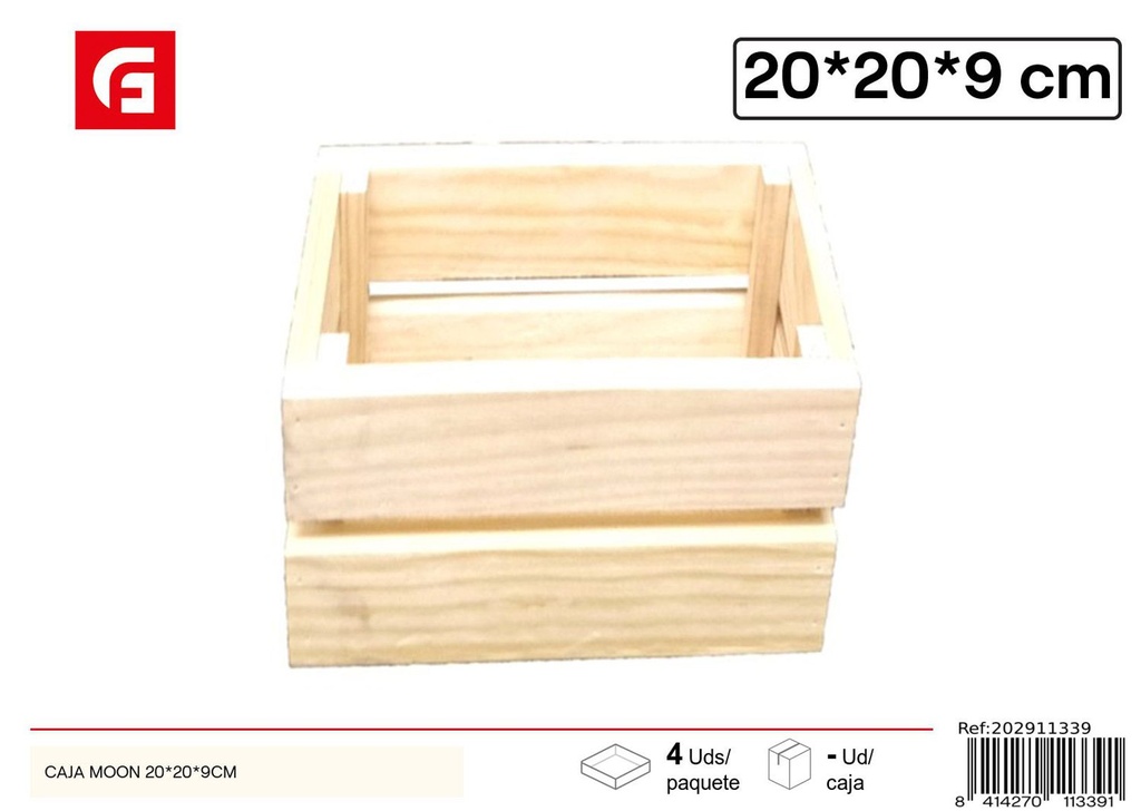 Caja luna de madera 20x20x9 cm - Decoración del hogar