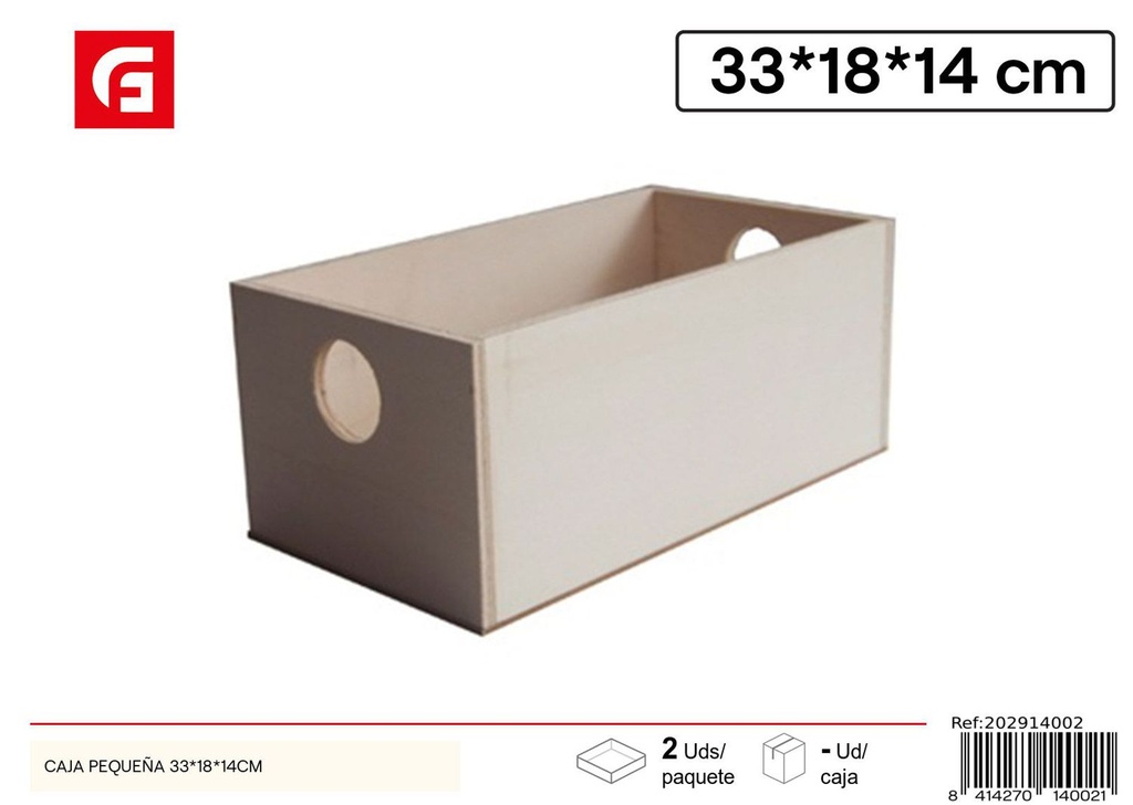 Caja pequeña de madera 33x18x14cm almacenamiento