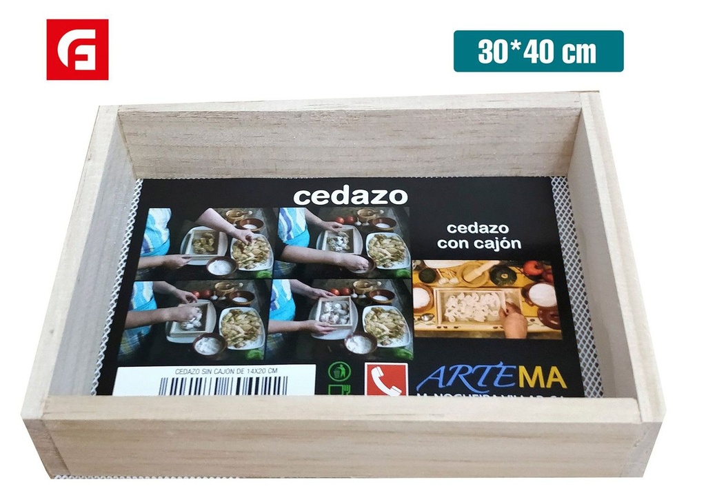 Cedazo sin cajón 30x40cm para tamizar y colar