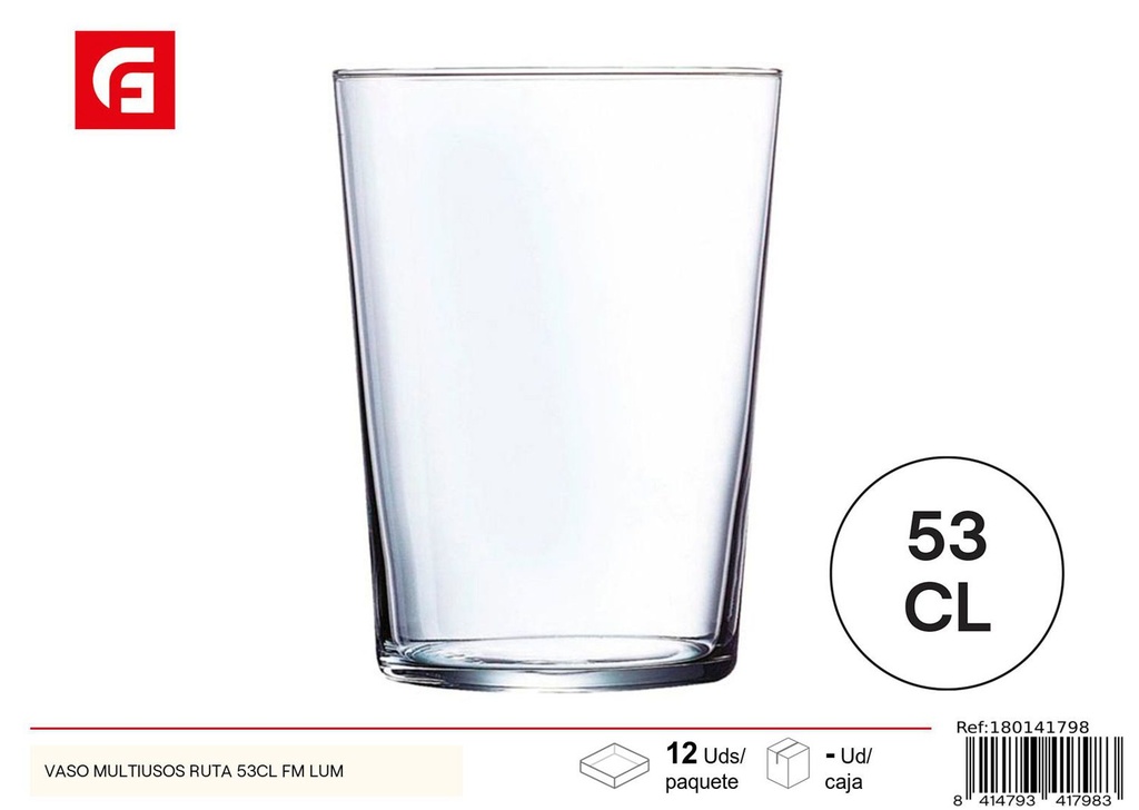 Vaso multiusos de vidrio Ruta 53cl para cocina