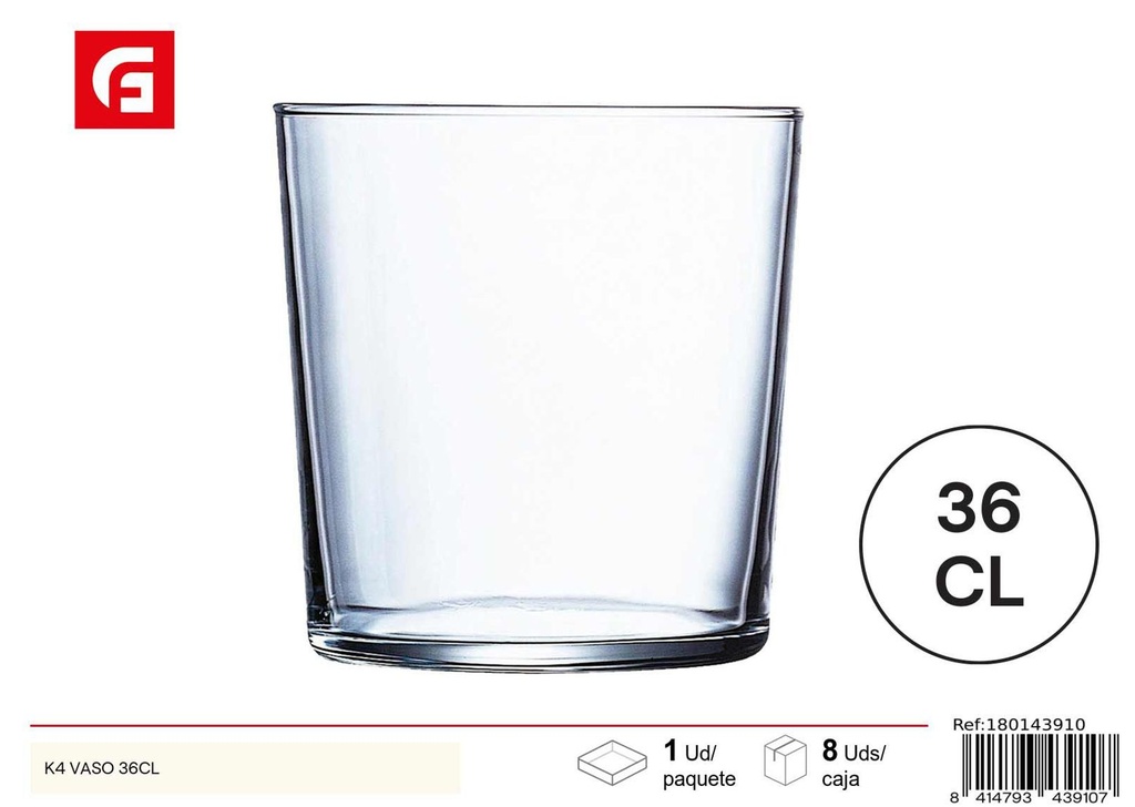 Vaso de vidrio 36cl para bebidas