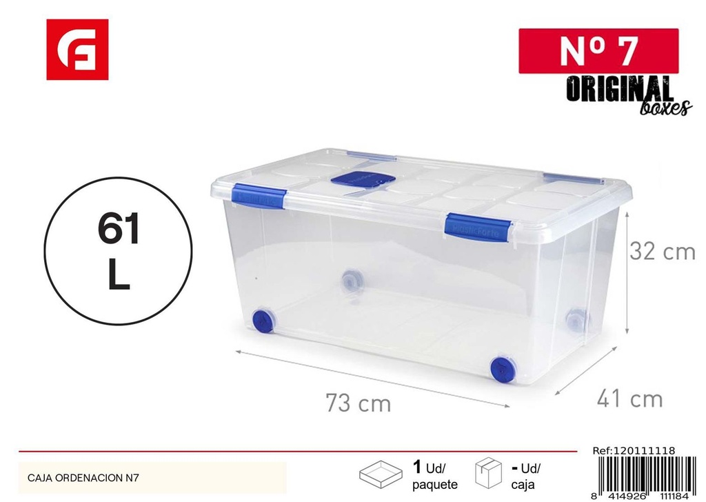 Caja de ordenación de plástico N7 para almacenamiento